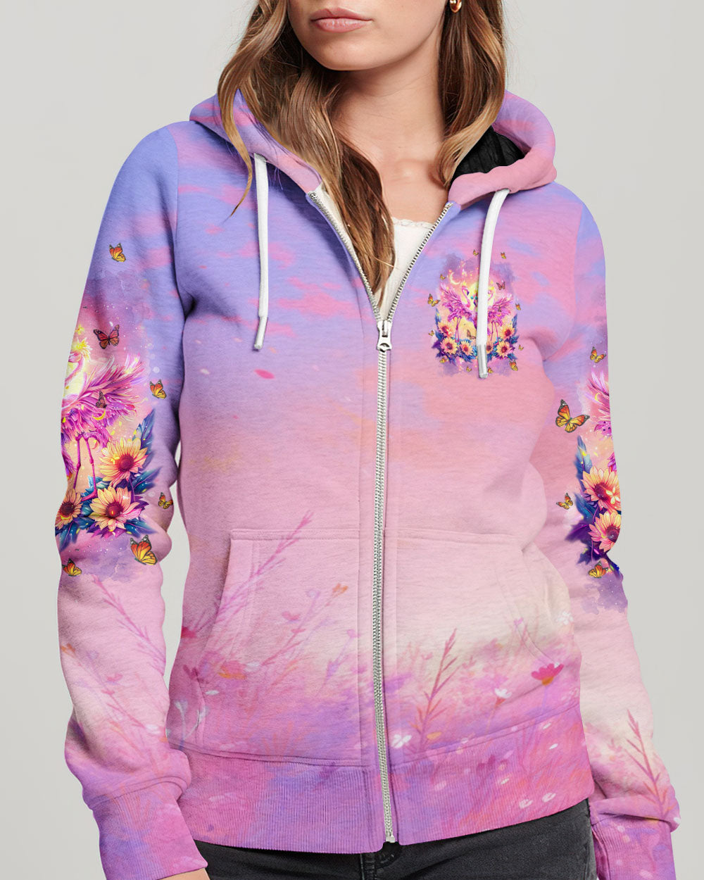 BE YOU THE WORLD WILL ADJUST FLAMINGO ALL OVER PRINT - TLTW1504244