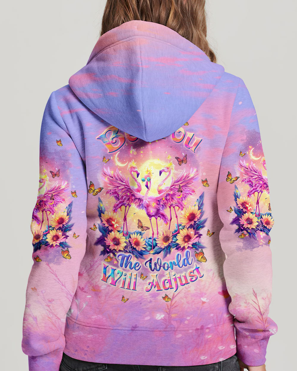 BE YOU THE WORLD WILL ADJUST FLAMINGO ALL OVER PRINT - TLTW1504244
