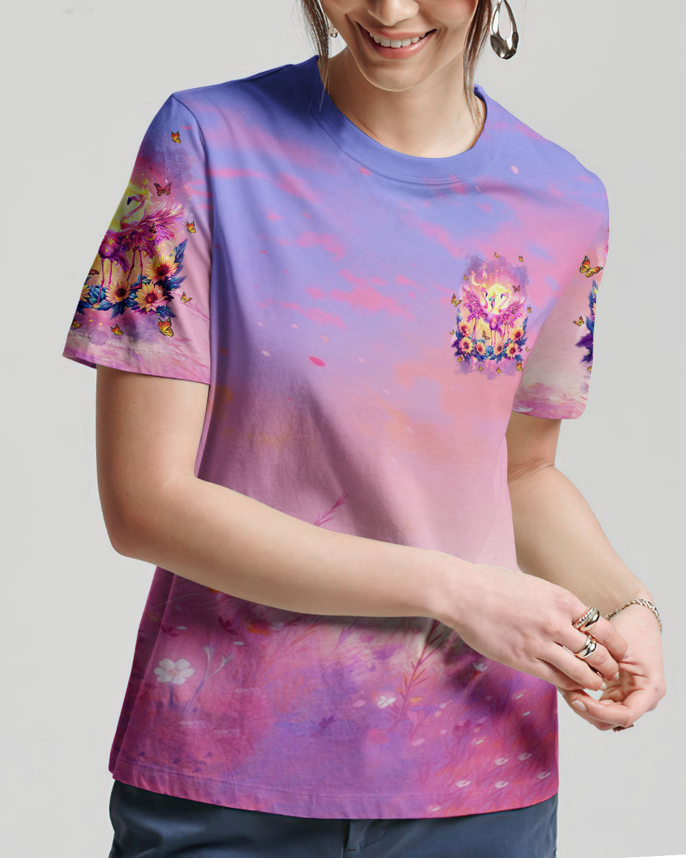 BE YOU THE WORLD WILL ADJUST FLAMINGO ALL OVER PRINT - TLTW1504244