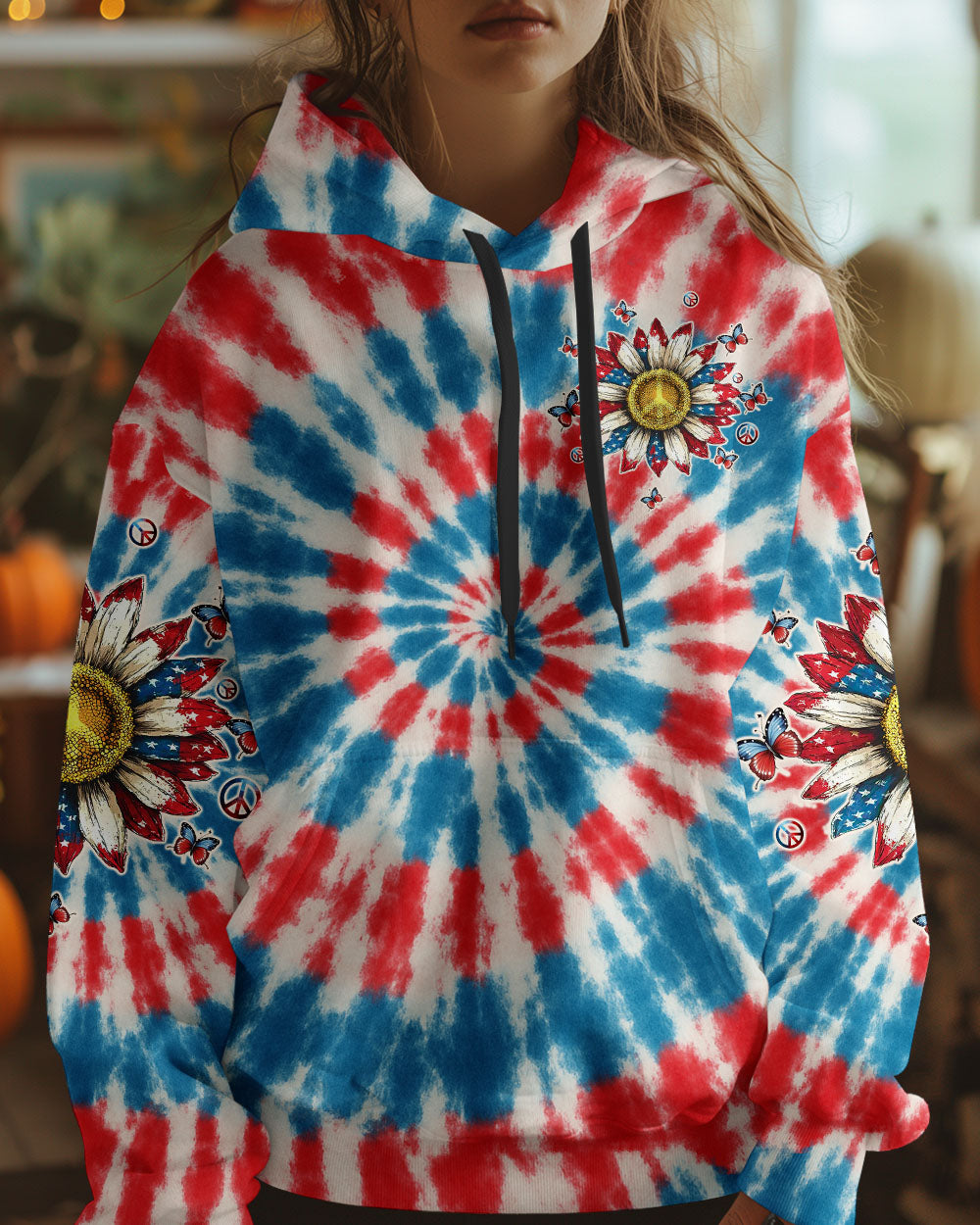 PEACE Y'ALL SUNFLOWER AMERICA TIE DYE ALL OVER PRINT - TLTW1504255
