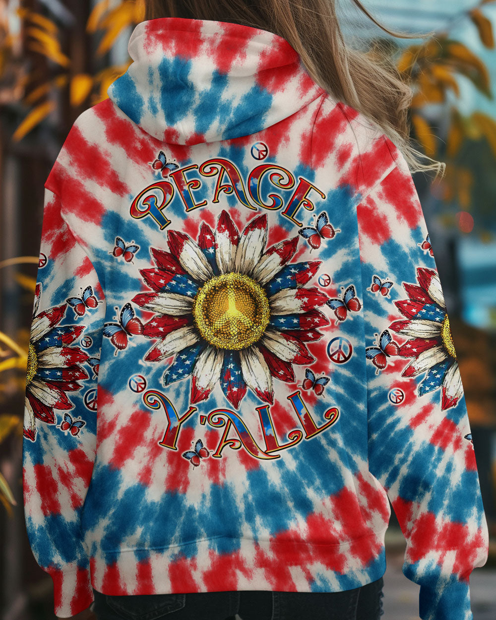 PEACE Y'ALL SUNFLOWER AMERICA TIE DYE ALL OVER PRINT - TLTW1504255