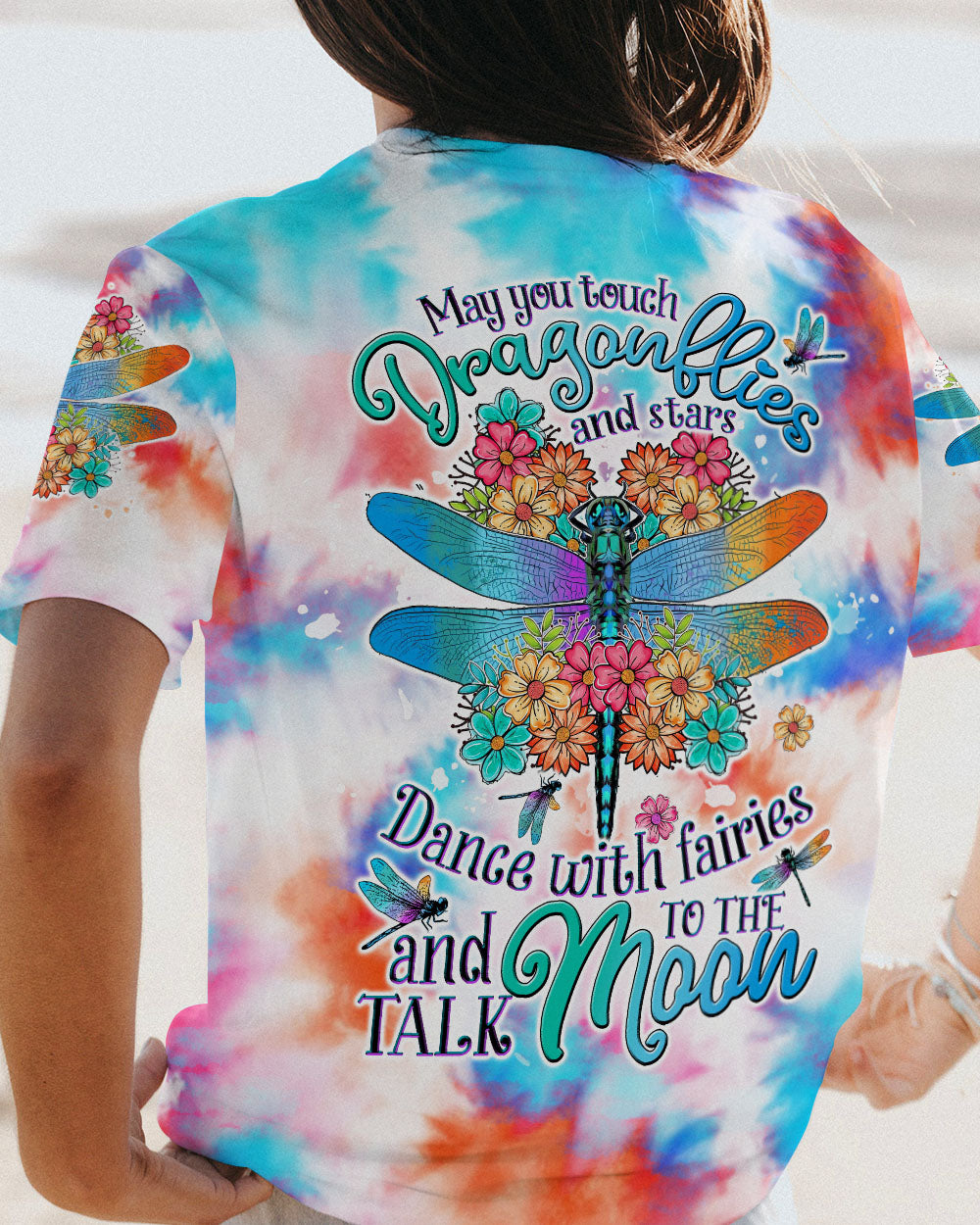 MAY YOU TOUCH DRAGONFLIES AND STARS TIE DYE ALL OVER PRINT - TLTW1506234