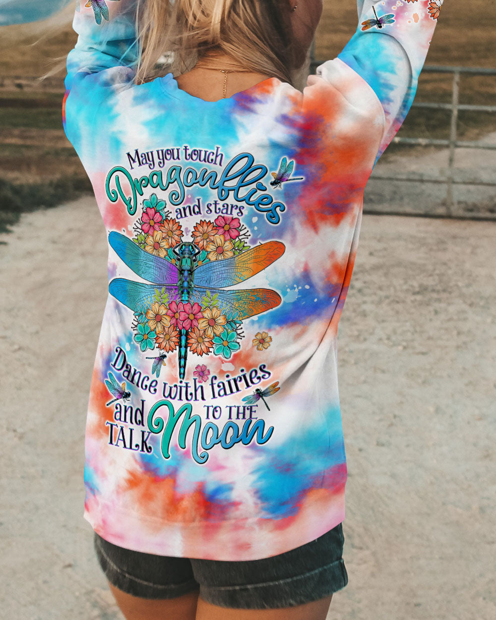 MAY YOU TOUCH DRAGONFLIES AND STARS TIE DYE ALL OVER PRINT - TLTW1506234