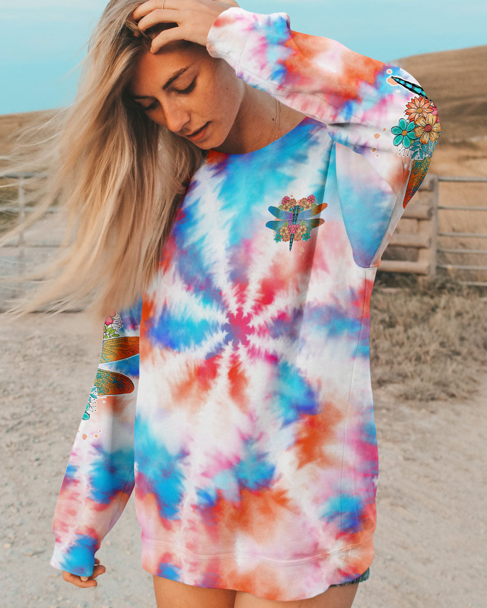 MAY YOU TOUCH DRAGONFLIES AND STARS TIE DYE ALL OVER PRINT - TLTW1506234