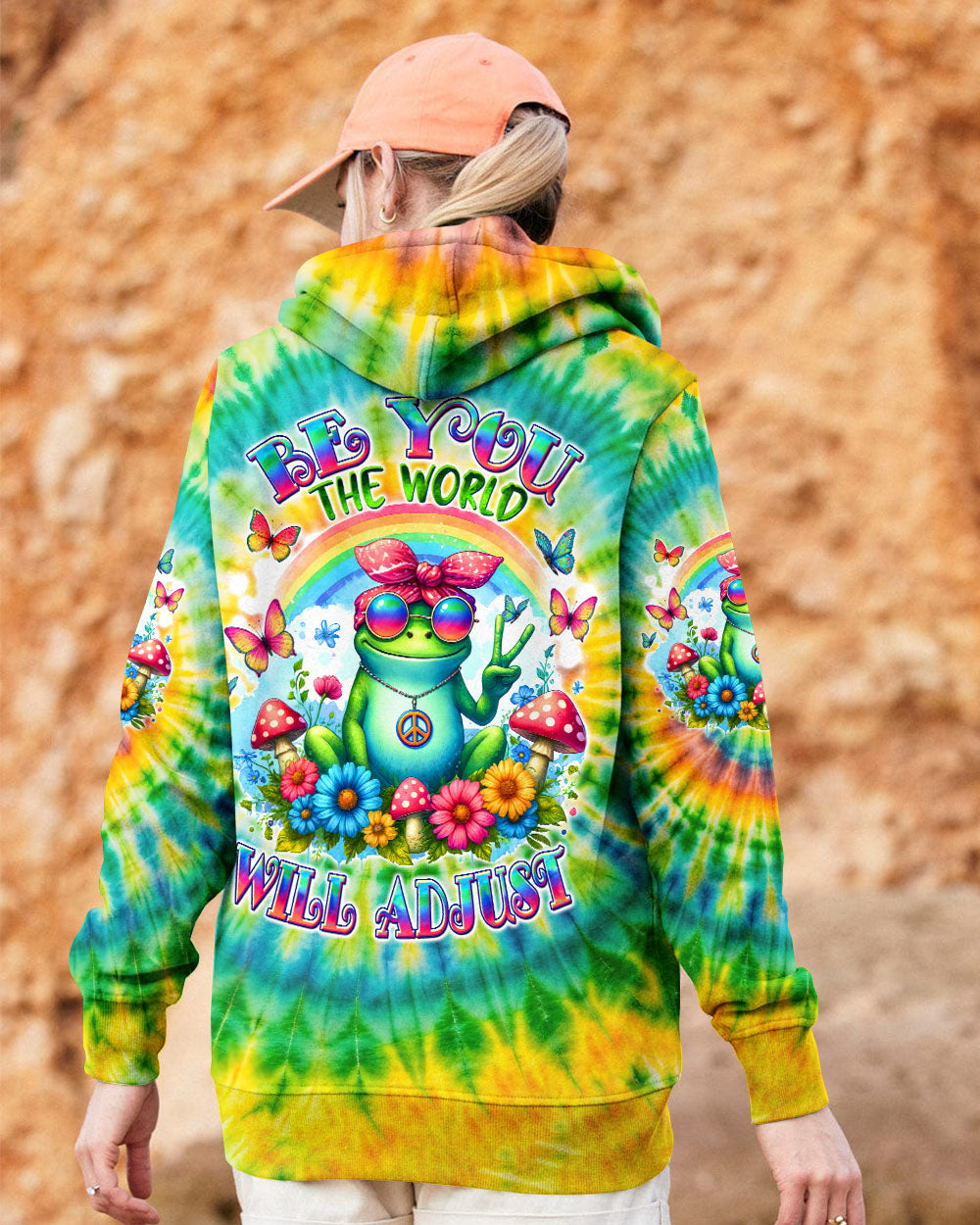 BE YOU THE WORLD WILL ADJUST FROG TIE DYE  ALL OVER PRINT  - TLTW1601253