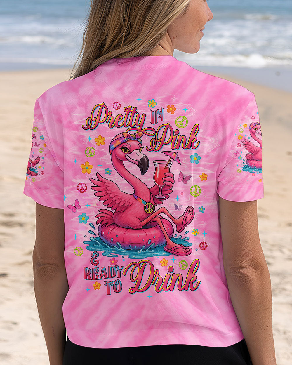 PRETTY IN PINK FLAMINGO TIE DYE ALL OVER PRINT  - TLTW1604254
