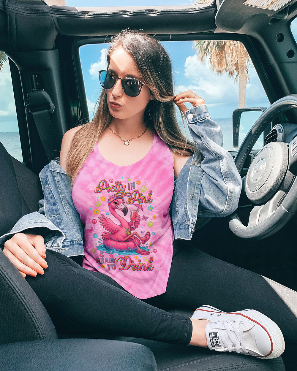 PRETTY IN PINK FLAMINGO TIE DYE ALL OVER PRINT  - TLTW1604254