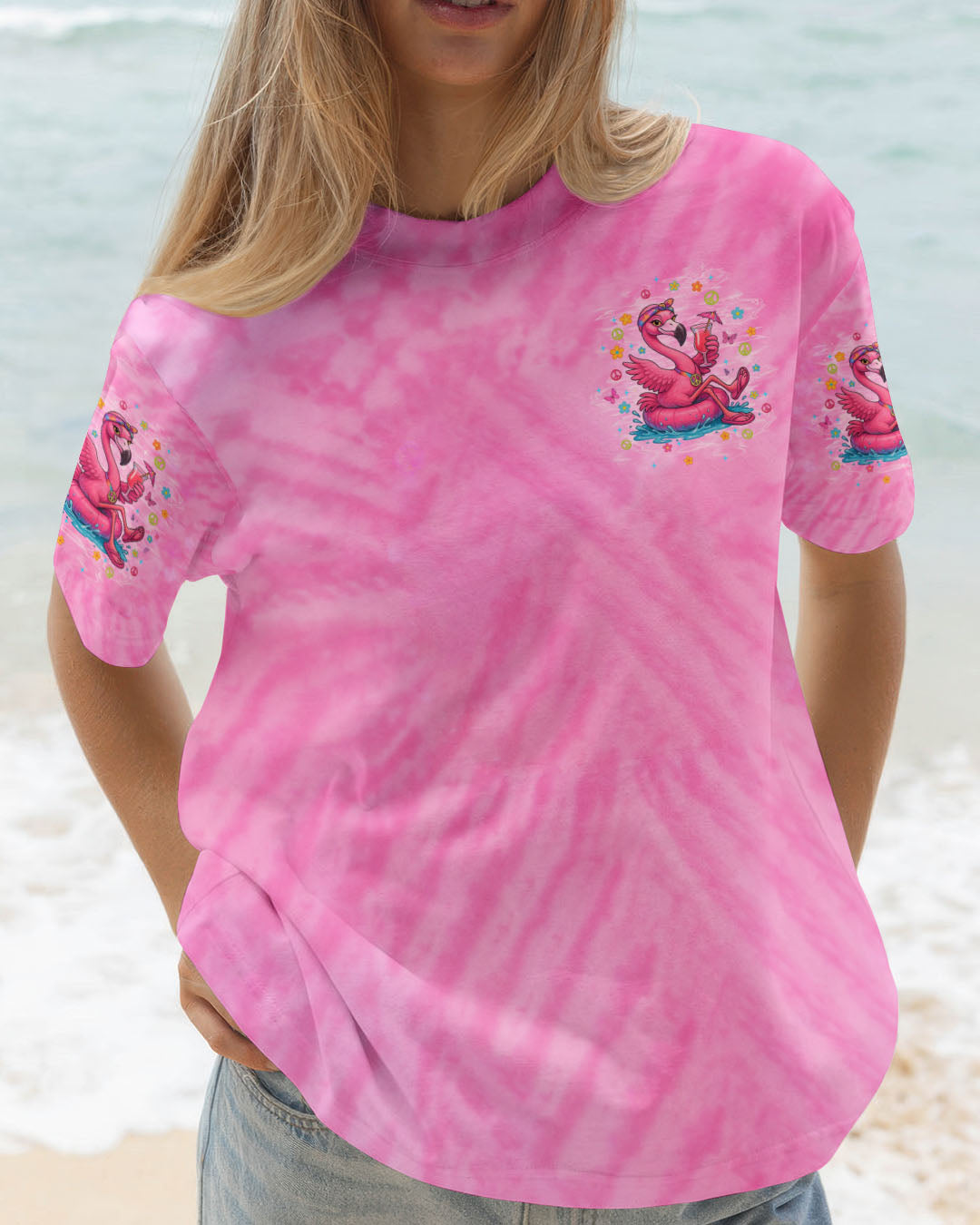 PRETTY IN PINK FLAMINGO TIE DYE ALL OVER PRINT  - TLTW1604254