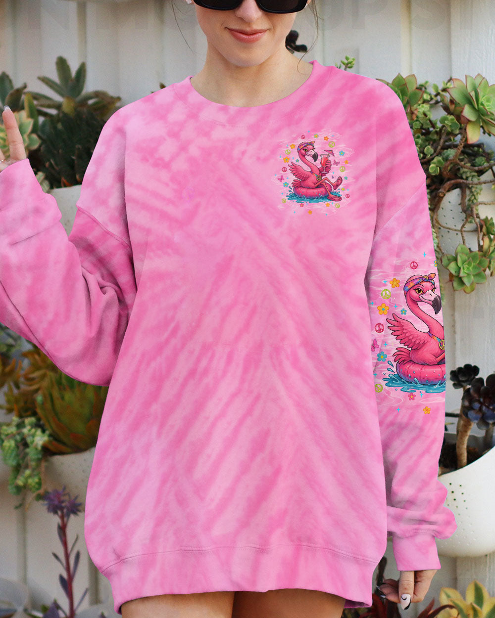 PRETTY IN PINK FLAMINGO TIE DYE ALL OVER PRINT  - TLTW1604254
