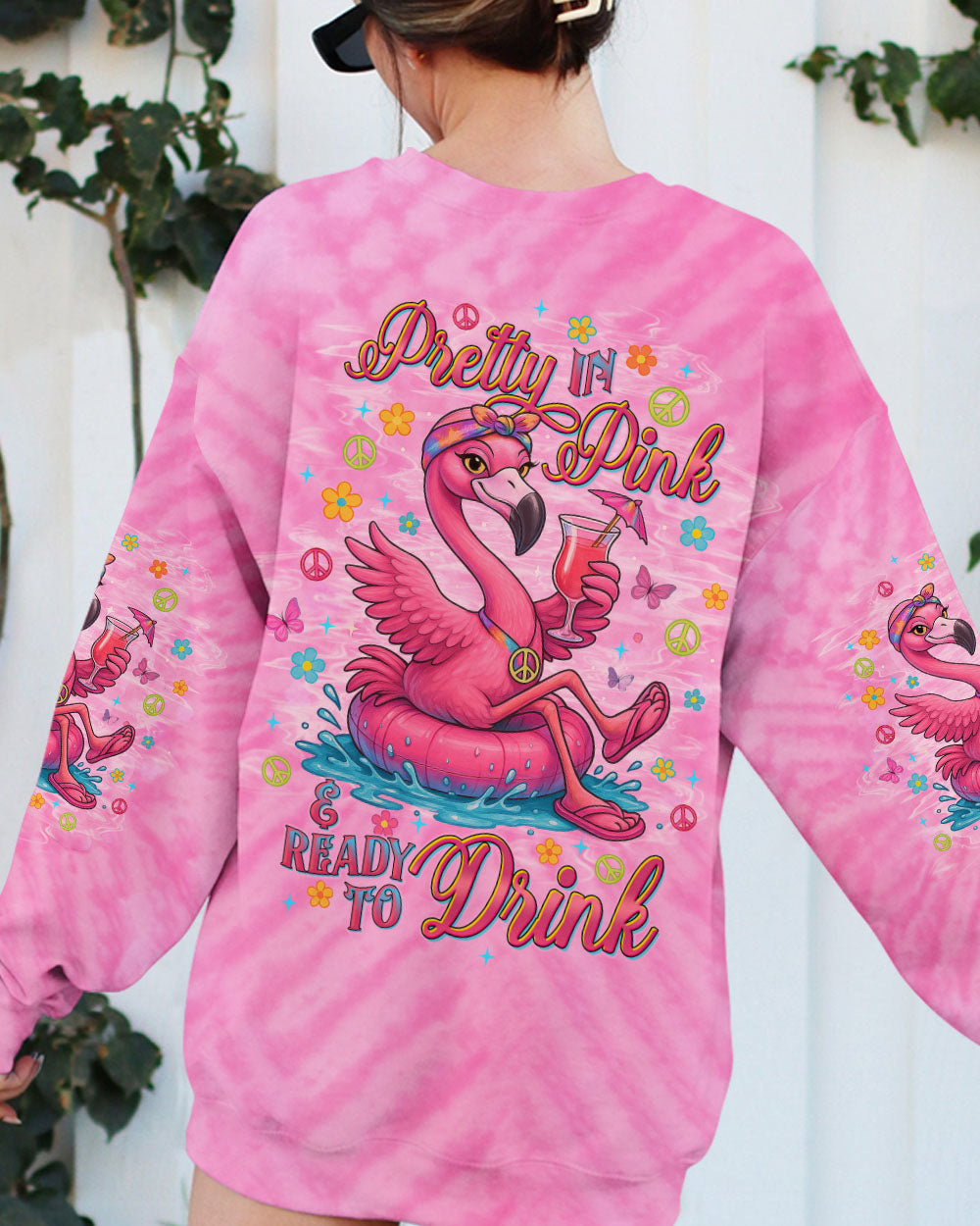 PRETTY IN PINK FLAMINGO TIE DYE ALL OVER PRINT  - TLTW1604254