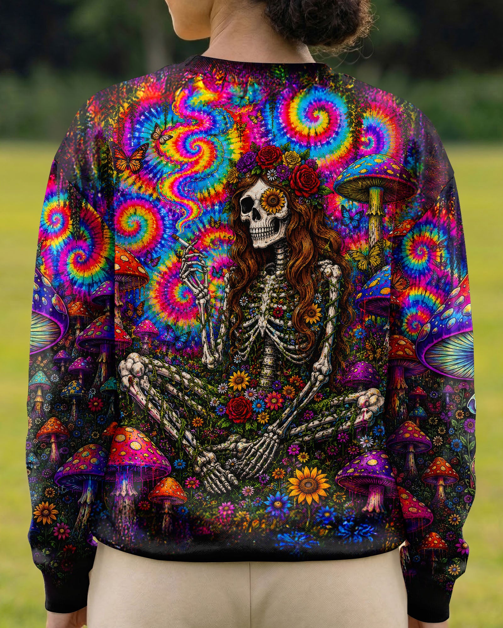 PSYCHEDELIC SKELETON COLORFUL SWIRL ALL OVER PRINT  - TLTW1605261