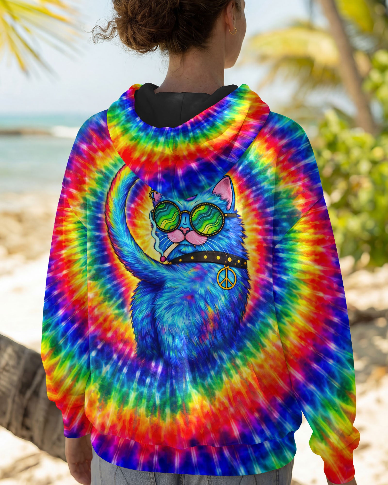 FUNNY HIPPIE CAT SWIRL ALL OVER PRINT - TLTW1701261