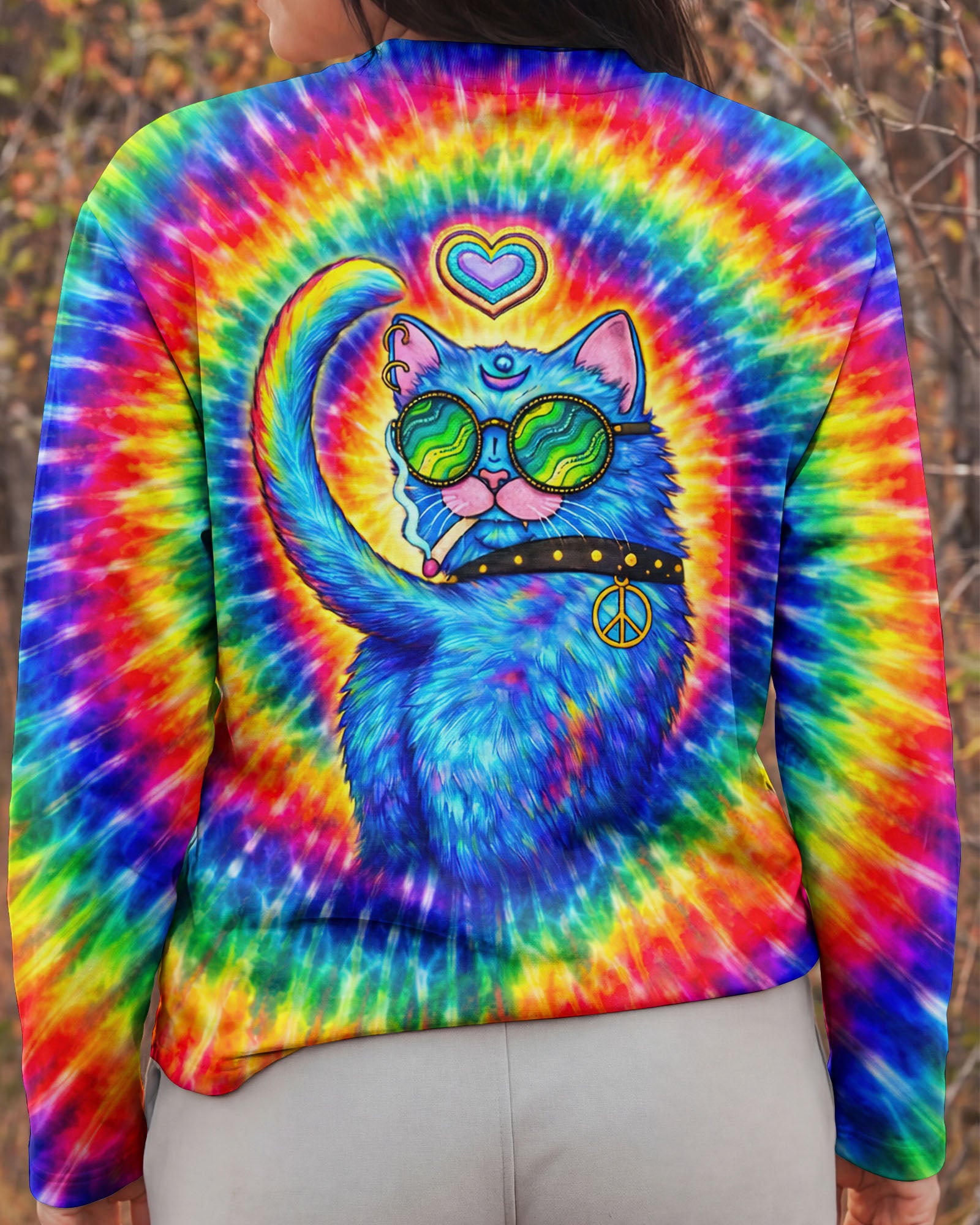 FUNNY HIPPIE CAT SWIRL ALL OVER PRINT - TLTW1701261