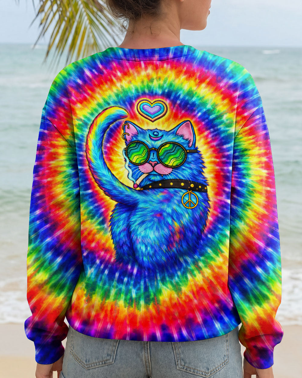 FUNNY HIPPIE CAT SWIRL ALL OVER PRINT - TLTW1701261