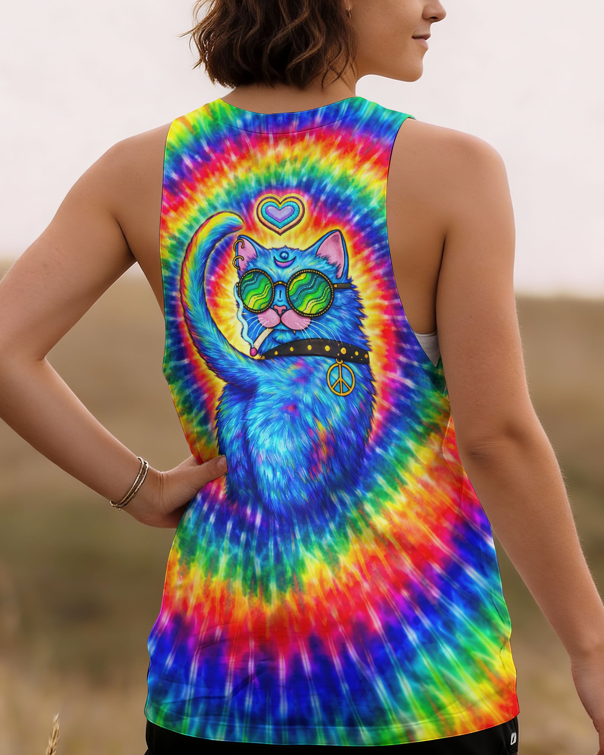 FUNNY HIPPIE CAT SWIRL ALL OVER PRINT - TLTW1701261