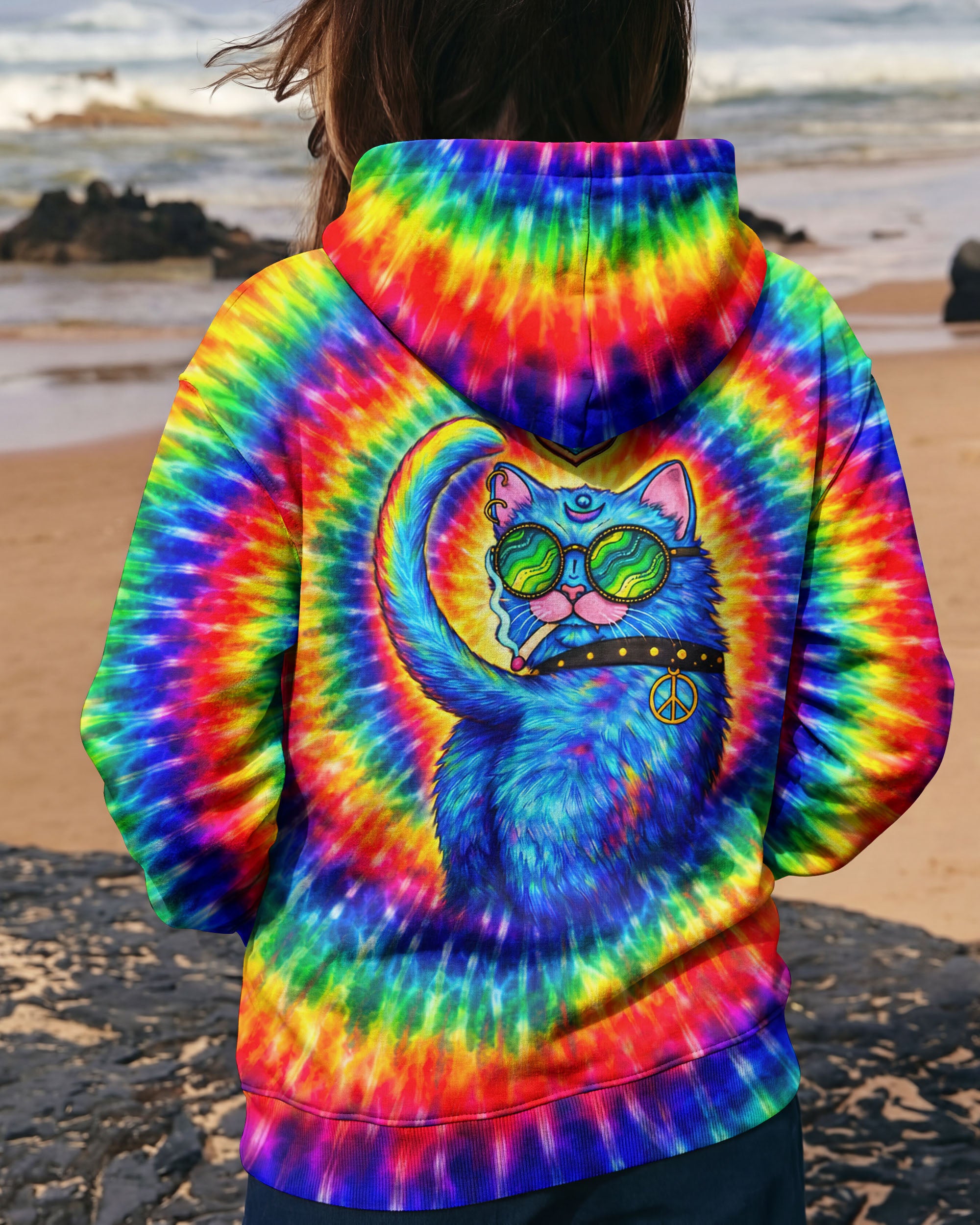 FUNNY HIPPIE CAT SWIRL ALL OVER PRINT - TLTW1701261