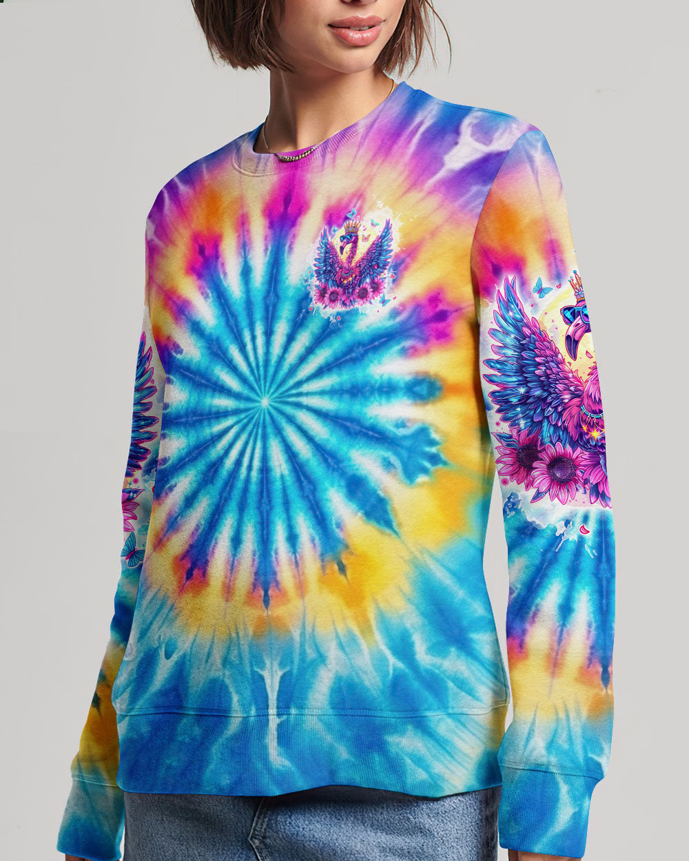 WALK LIKE A QUEEN FLAMINGO TIE DYE ALL OVER PRINT - TLTW1704245