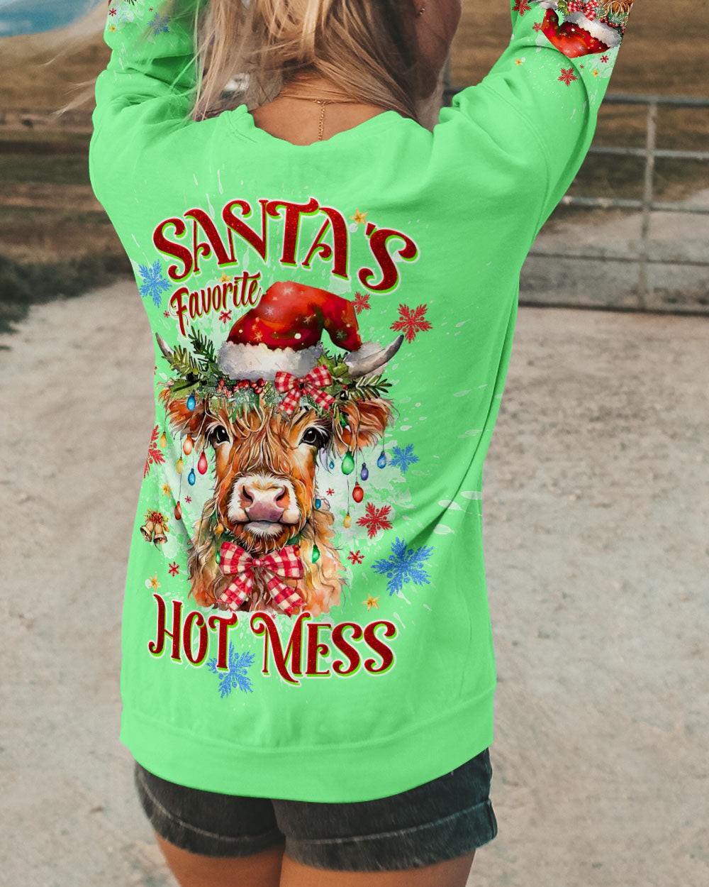 SANTA'S FAVORITE HOT MESS COW CHRISTMAS ALL OVER PRINT  - TLTW1811245