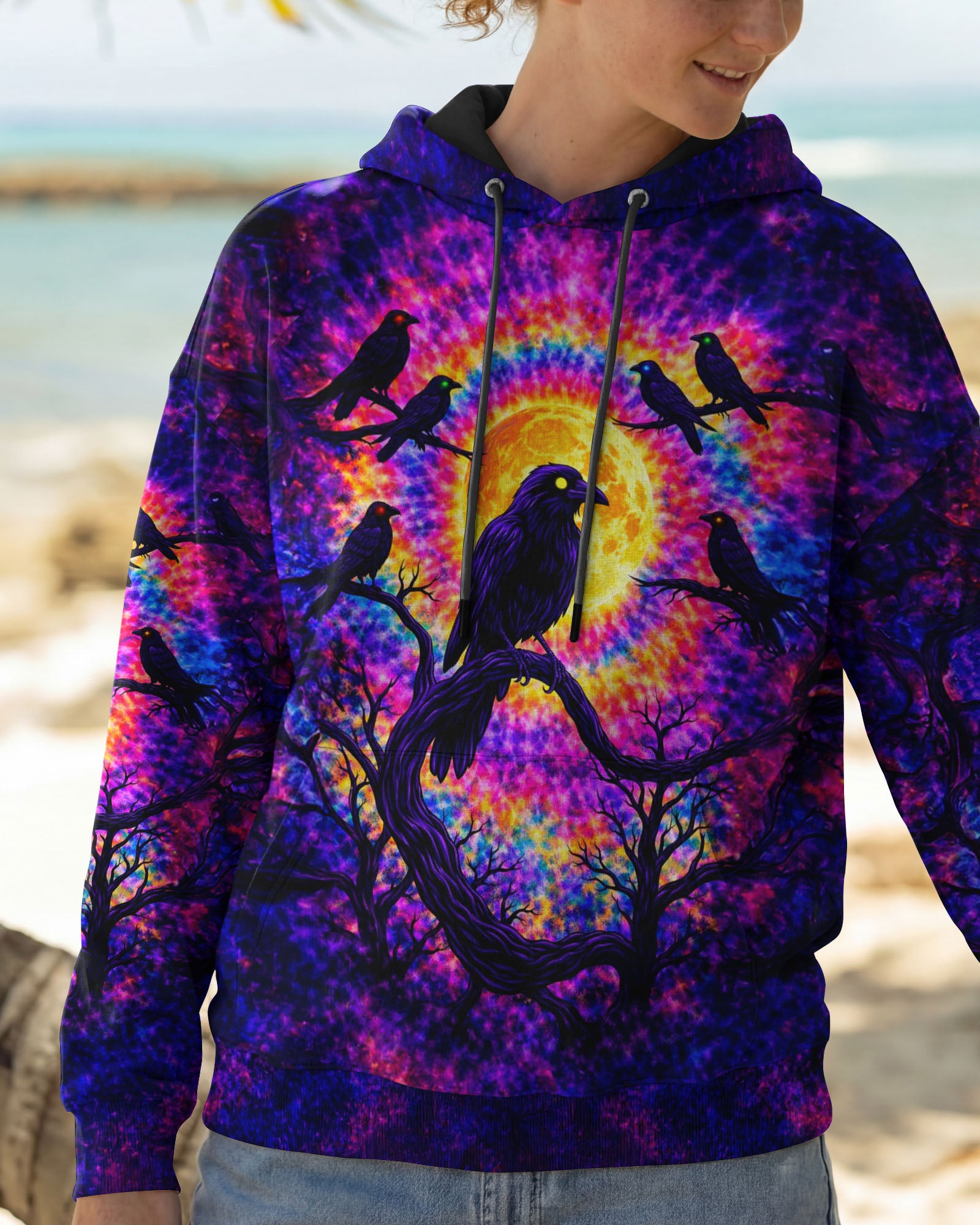 RAVEN UNDER MOON SWIRL ALL OVER PRINT  - TLTW1901263