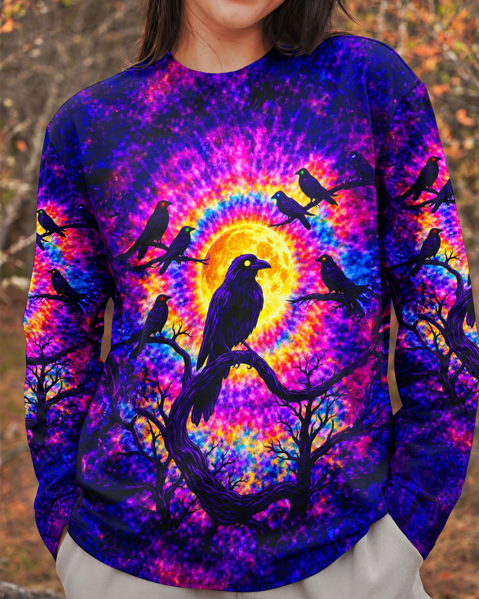 RAVEN UNDER MOON SWIRL ALL OVER PRINT  - TLTW1901263