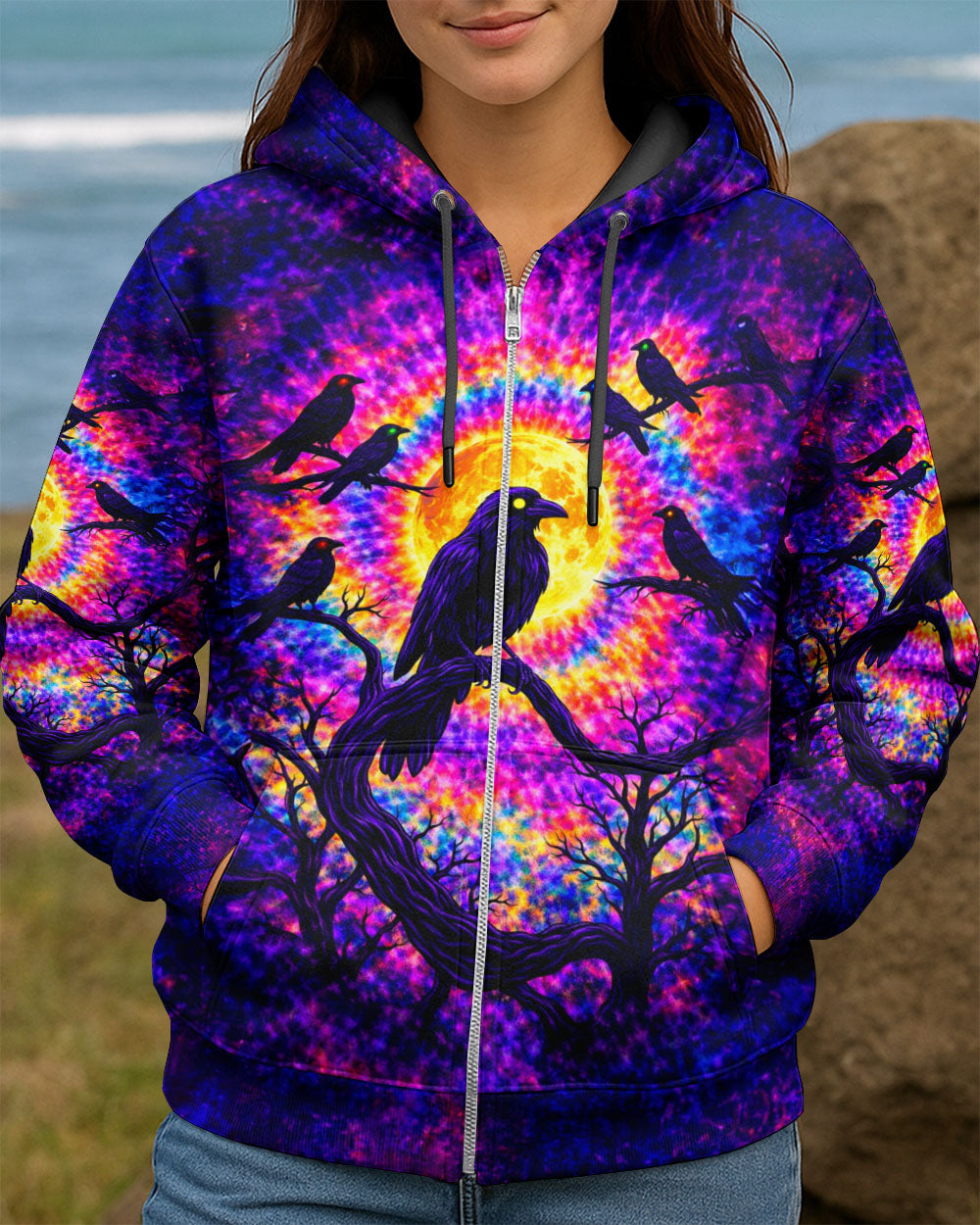 RAVEN UNDER MOON SWIRL ALL OVER PRINT  - TLTW1901263