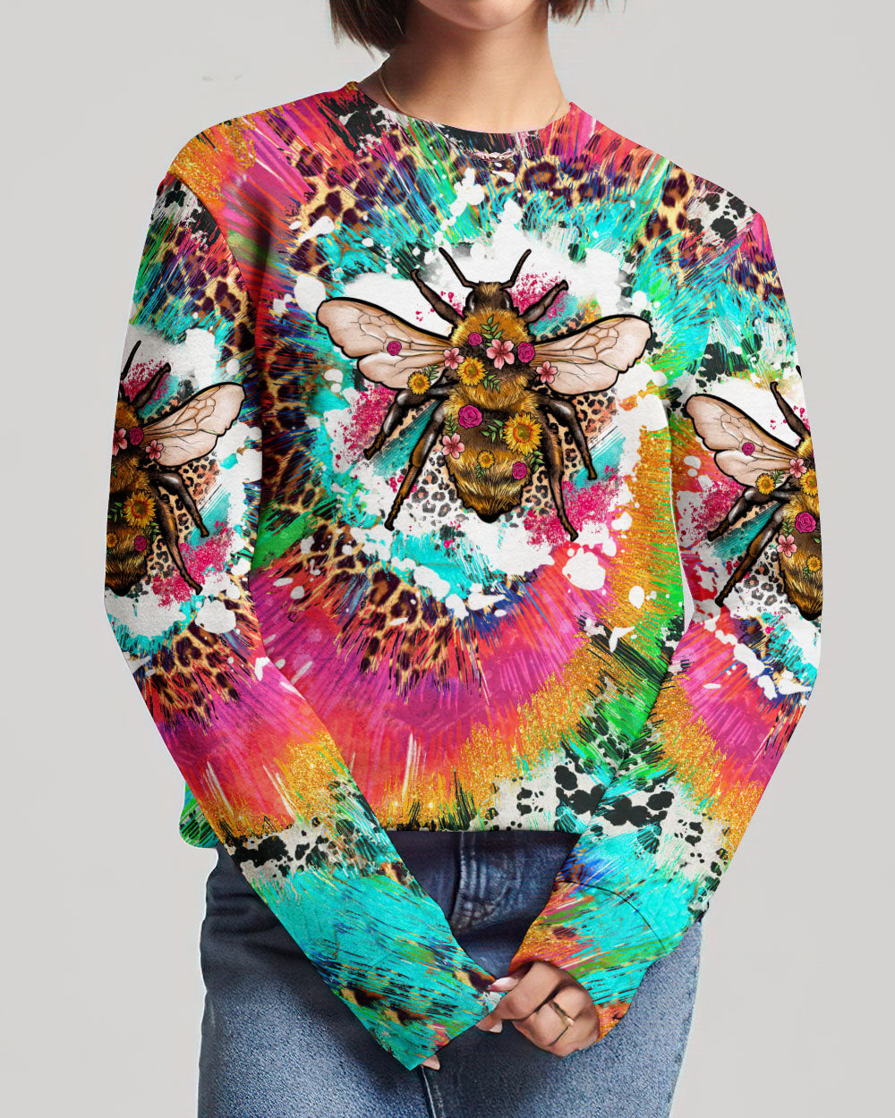 BEE KIND BEE POSITIVE TIE DYE ALL OVER PRINT - TLTW1907234