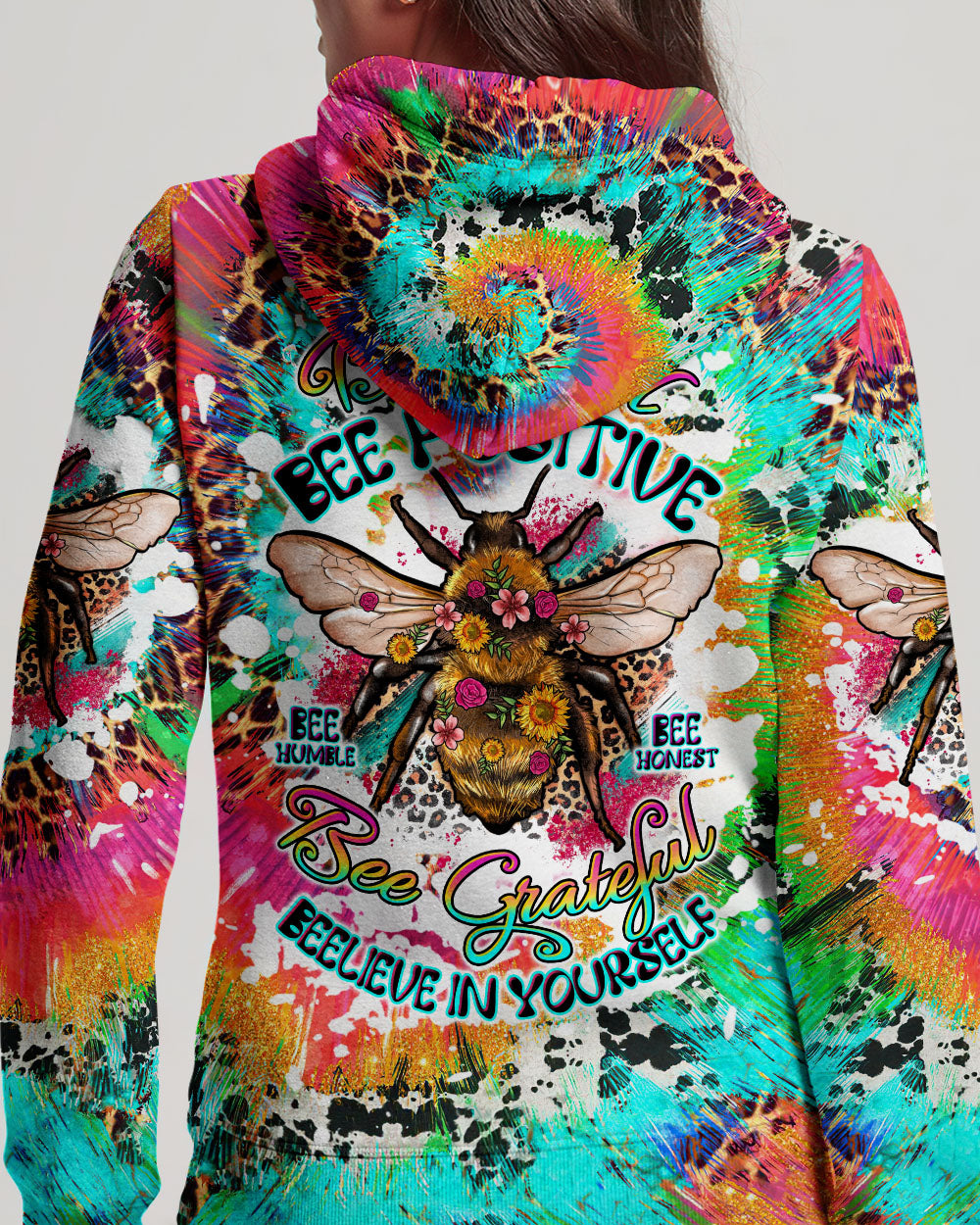 BEE KIND BEE POSITIVE TIE DYE ALL OVER PRINT - TLTW1907234