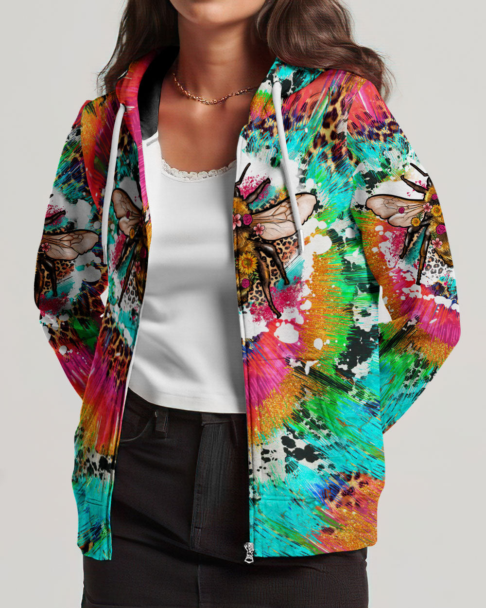 BEE KIND BEE POSITIVE TIE DYE ALL OVER PRINT - TLTW1907234