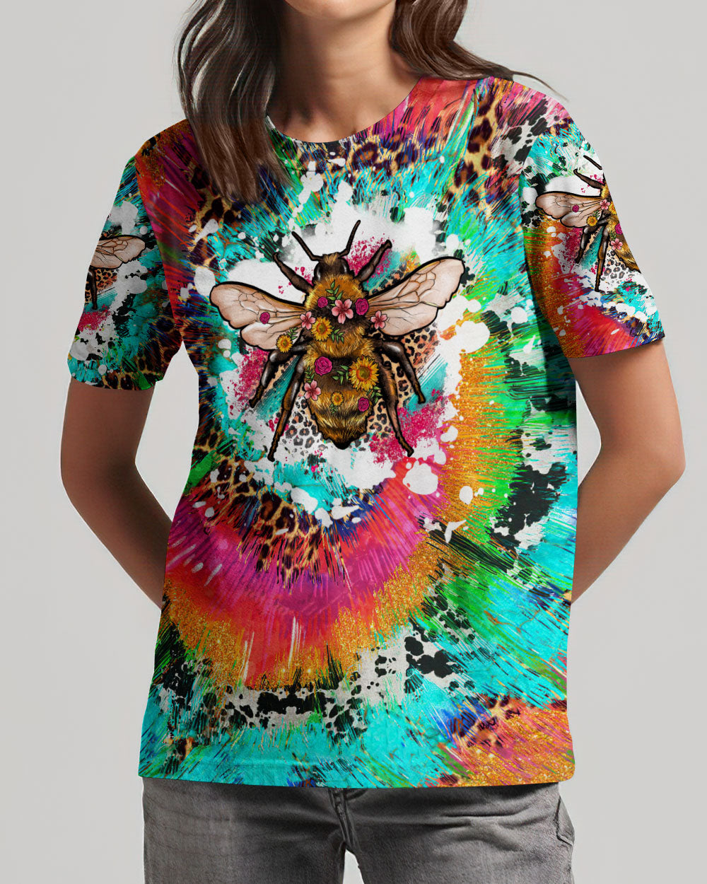 BEE KIND BEE POSITIVE TIE DYE ALL OVER PRINT - TLTW1907234