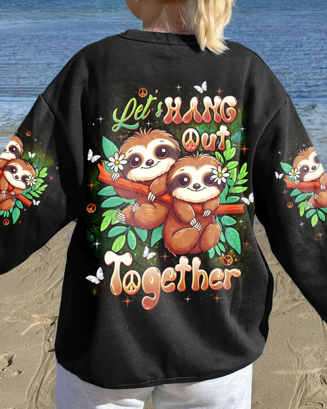 LET'S HANG OUT TOGETHER SLOTH ALL OVER PRINT - TLTW1909251