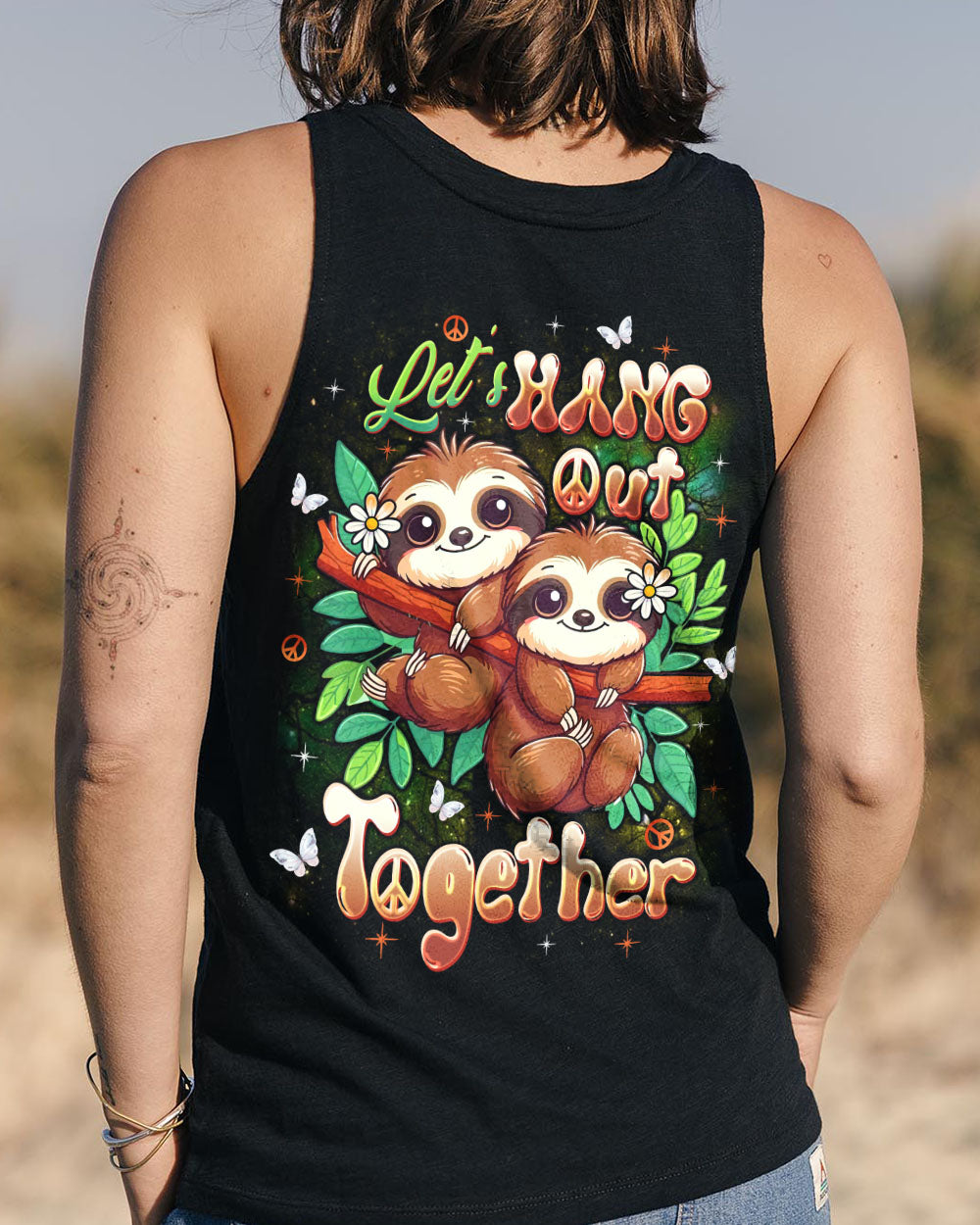 LET'S HANG OUT TOGETHER SLOTH ALL OVER PRINT - TLTW1909251