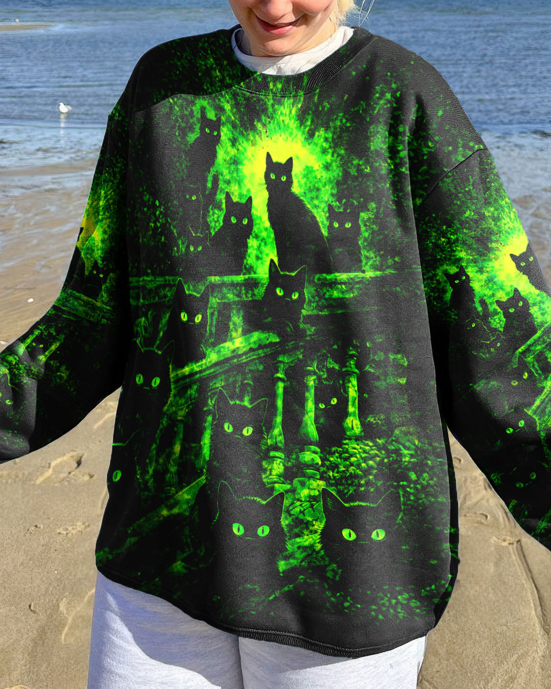 BLACK CATS IN THE MIDNIGHT SWIRL ALL OVER PRINT - TLTW2001263