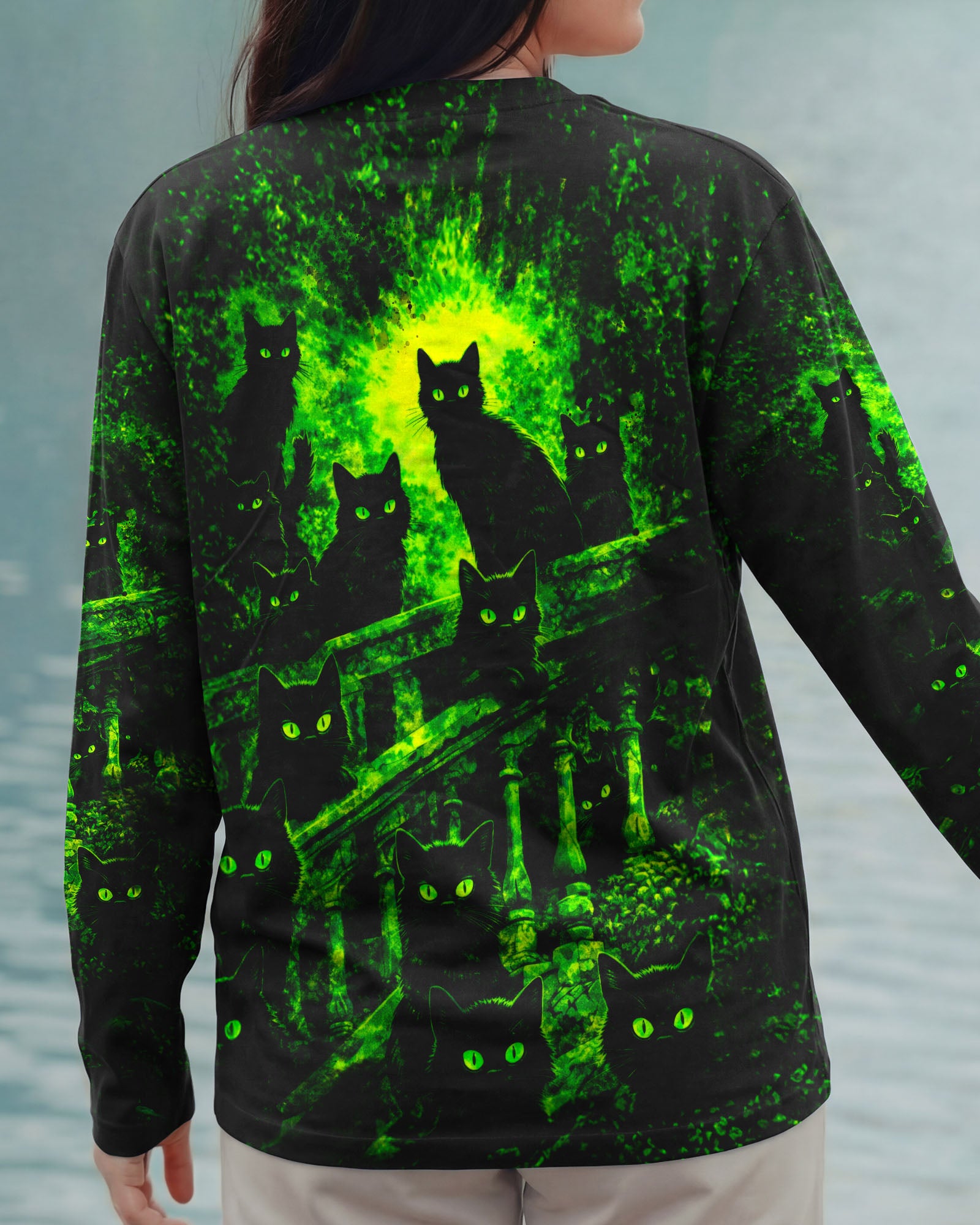BLACK CATS IN THE MIDNIGHT SWIRL ALL OVER PRINT - TLTW2001263