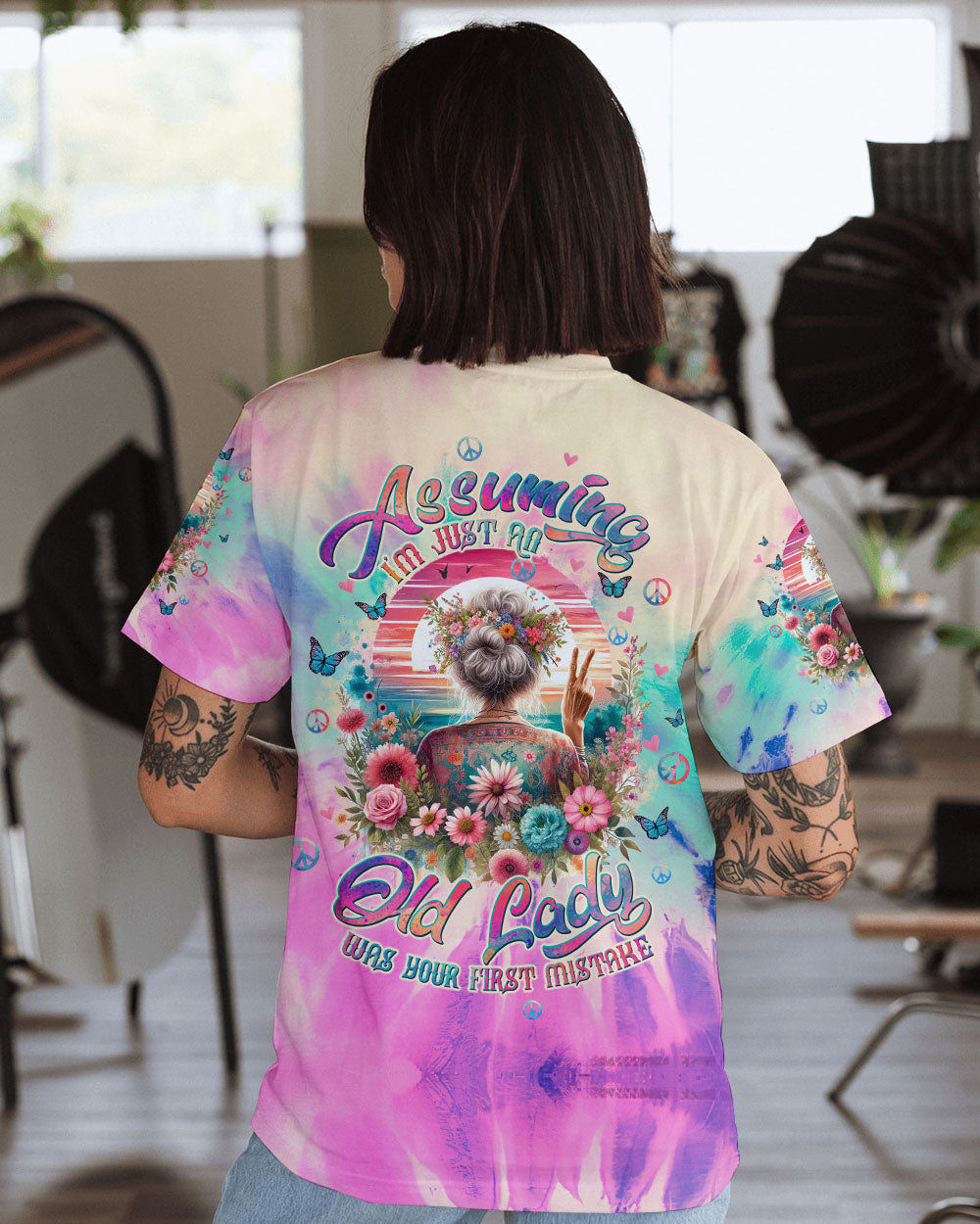 ASSUMING I'M JUST AN OLD LADY TIE DYE ALL OVER PRINT - TLTW2003252