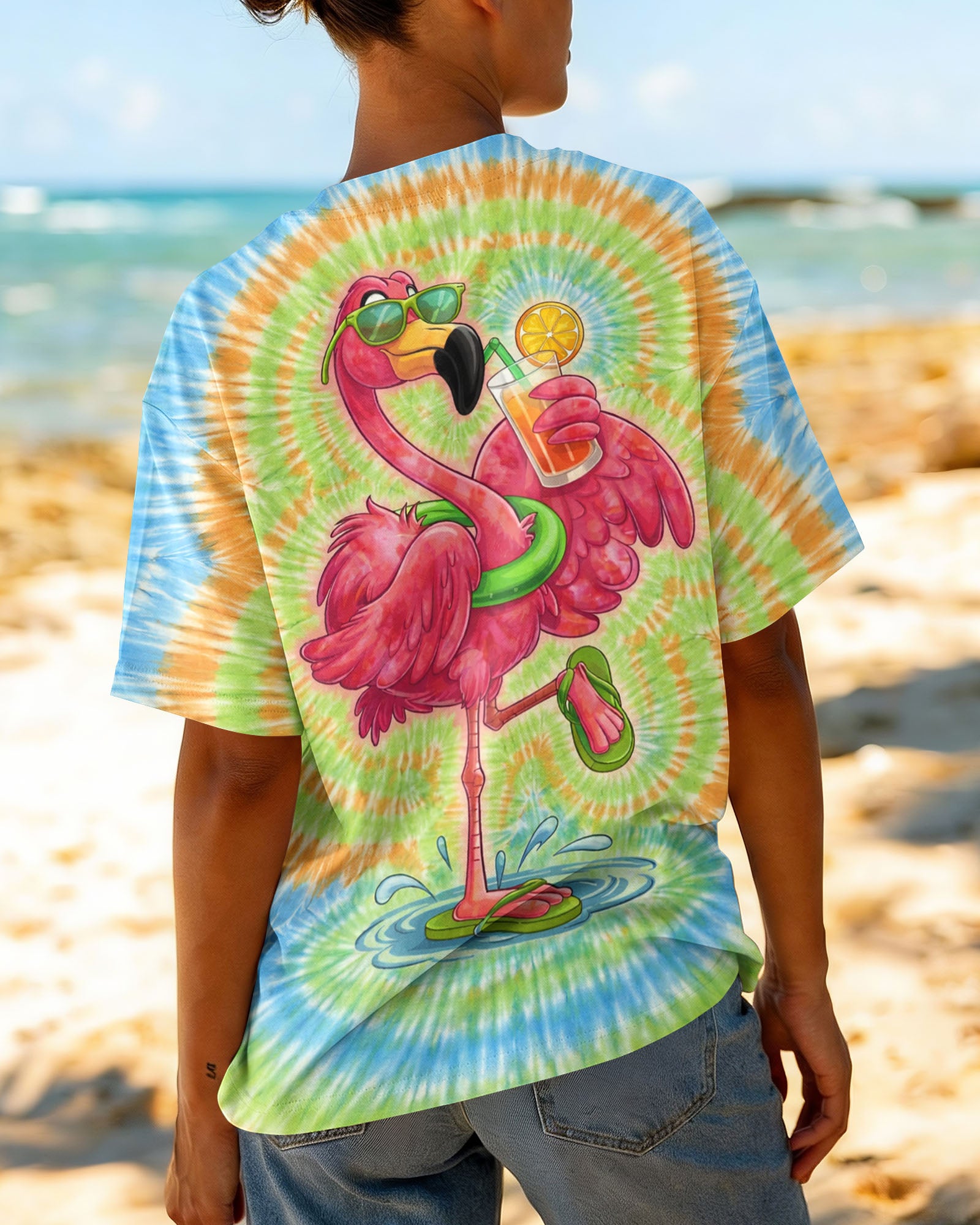 SUMMER FLAMINGO SWIRL ALL OVER PRINT  - TLTW2003261