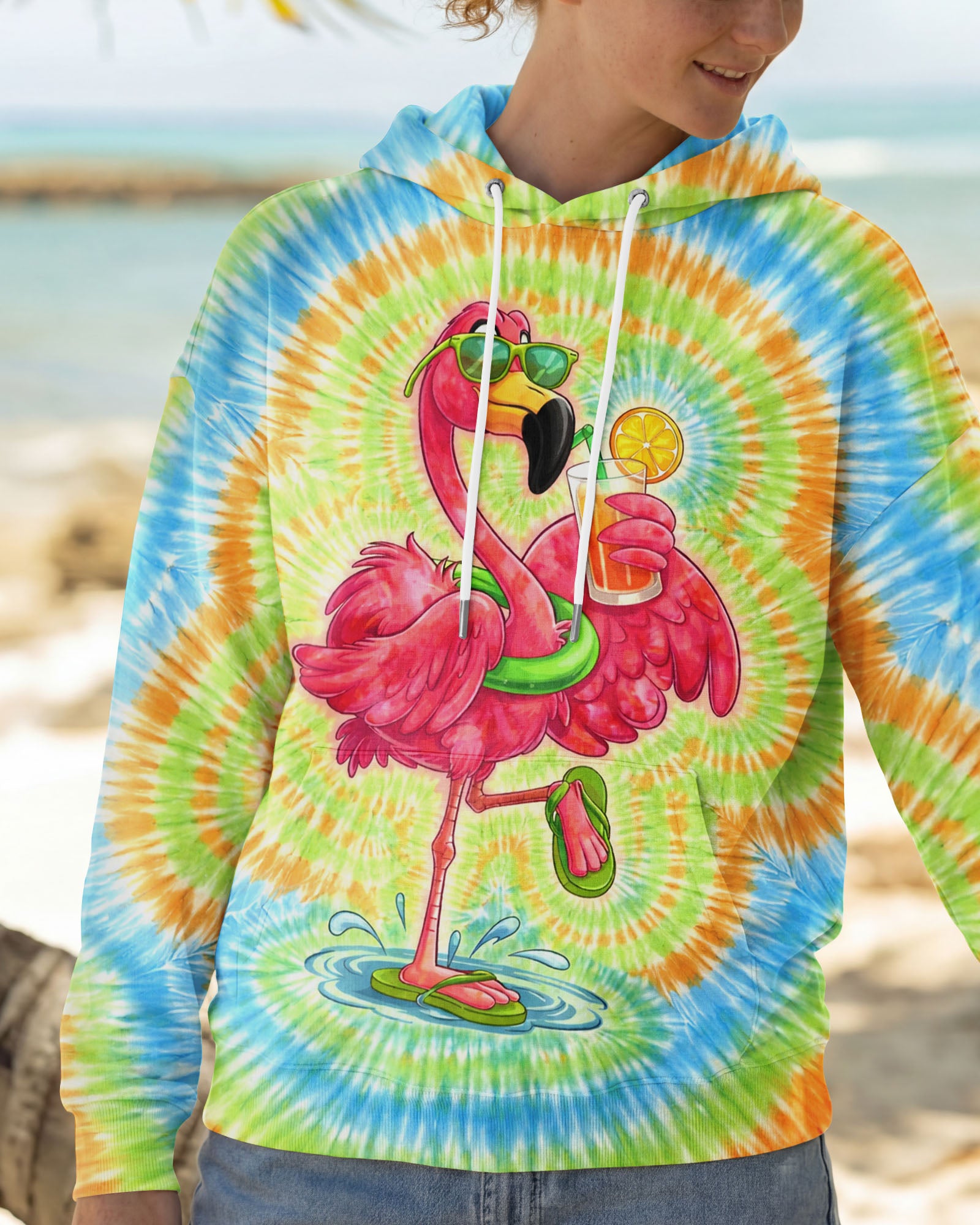 SUMMER FLAMINGO SWIRL ALL OVER PRINT  - TLTW2003261