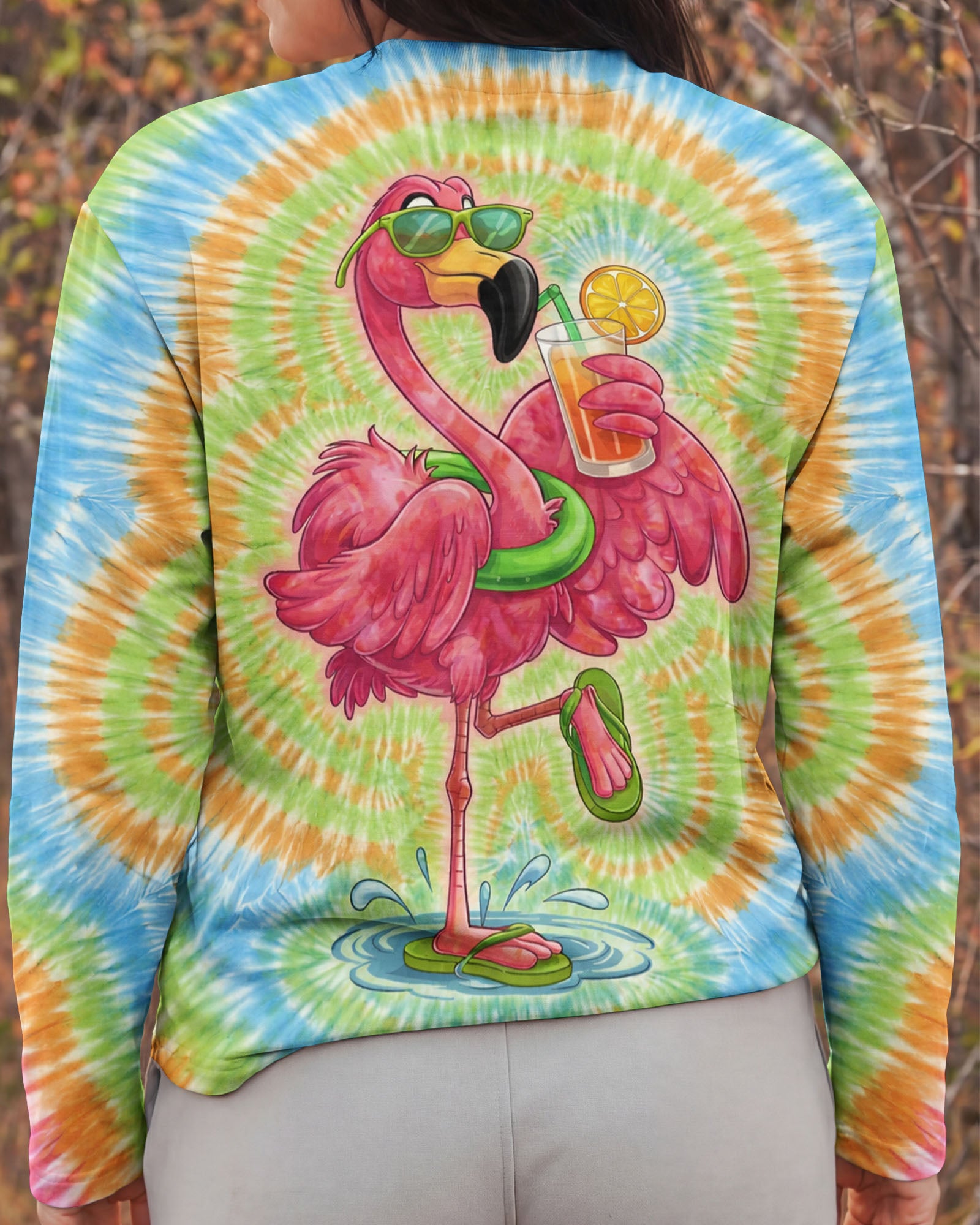 SUMMER FLAMINGO SWIRL ALL OVER PRINT  - TLTW2003261