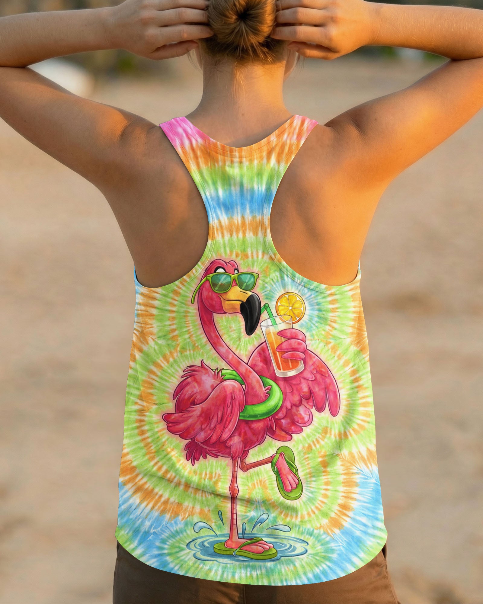 SUMMER FLAMINGO SWIRL ALL OVER PRINT  - TLTW2003261