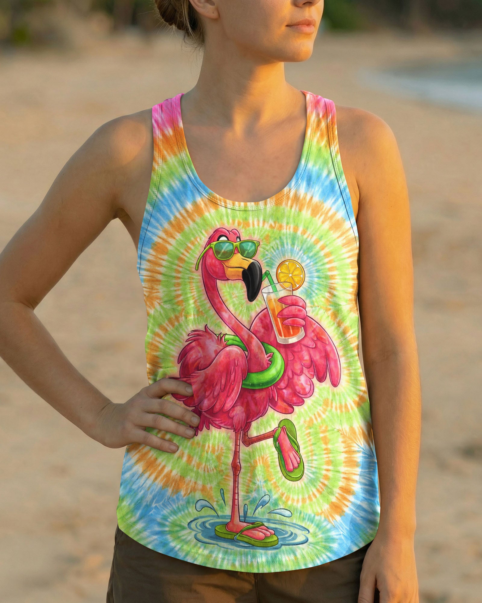SUMMER FLAMINGO SWIRL ALL OVER PRINT  - TLTW2003261