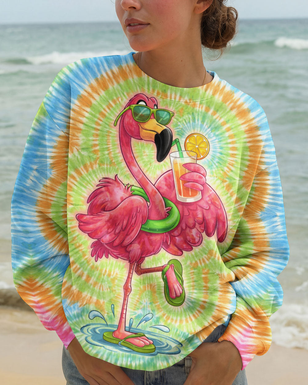SUMMER FLAMINGO SWIRL ALL OVER PRINT  - TLTW2003261