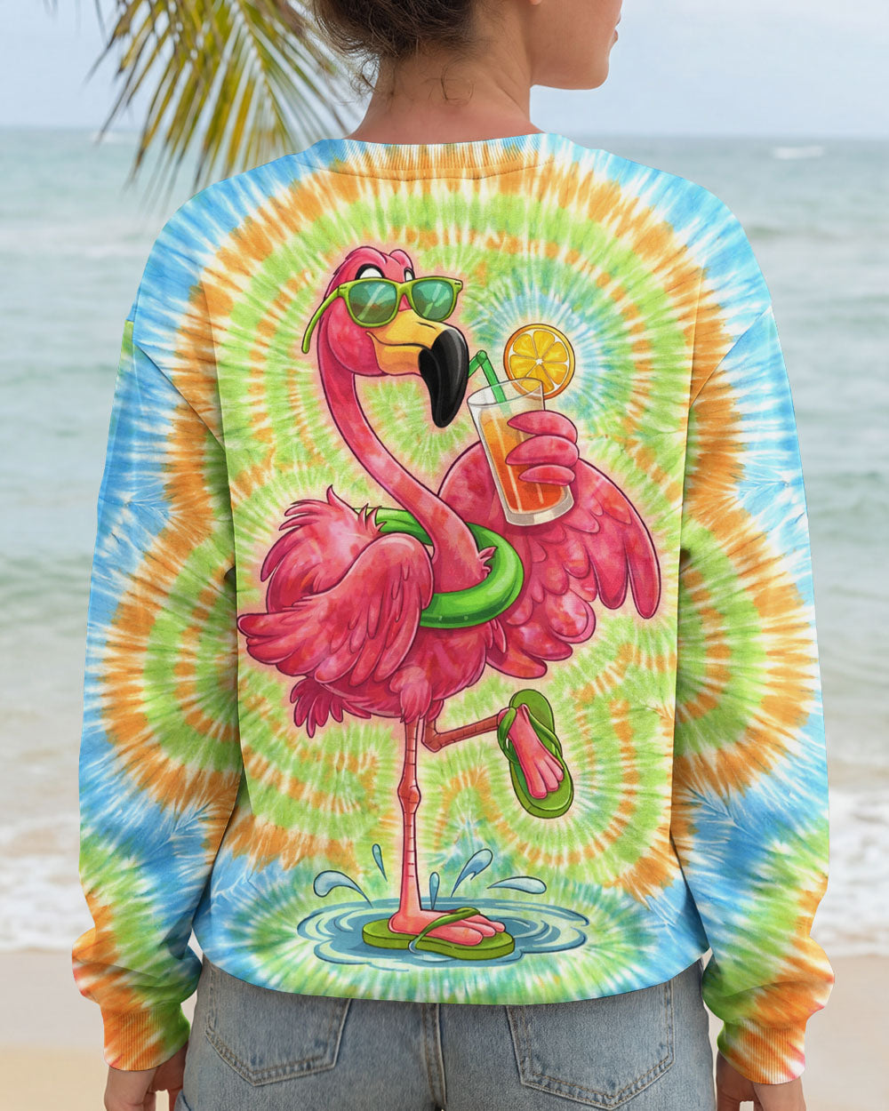 SUMMER FLAMINGO SWIRL ALL OVER PRINT  - TLTW2003261