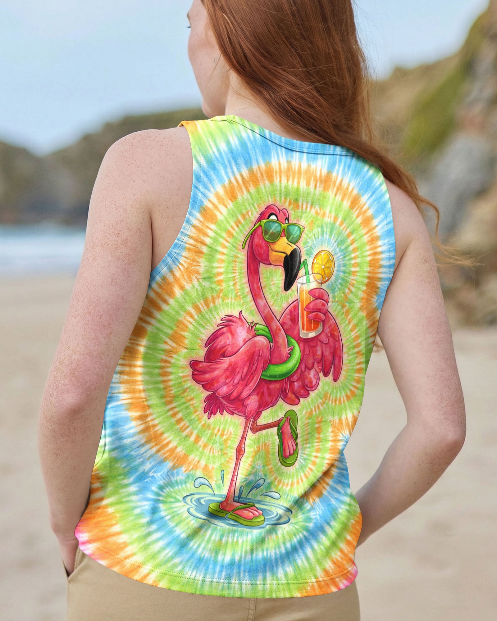SUMMER FLAMINGO SWIRL ALL OVER PRINT  - TLTW2003261