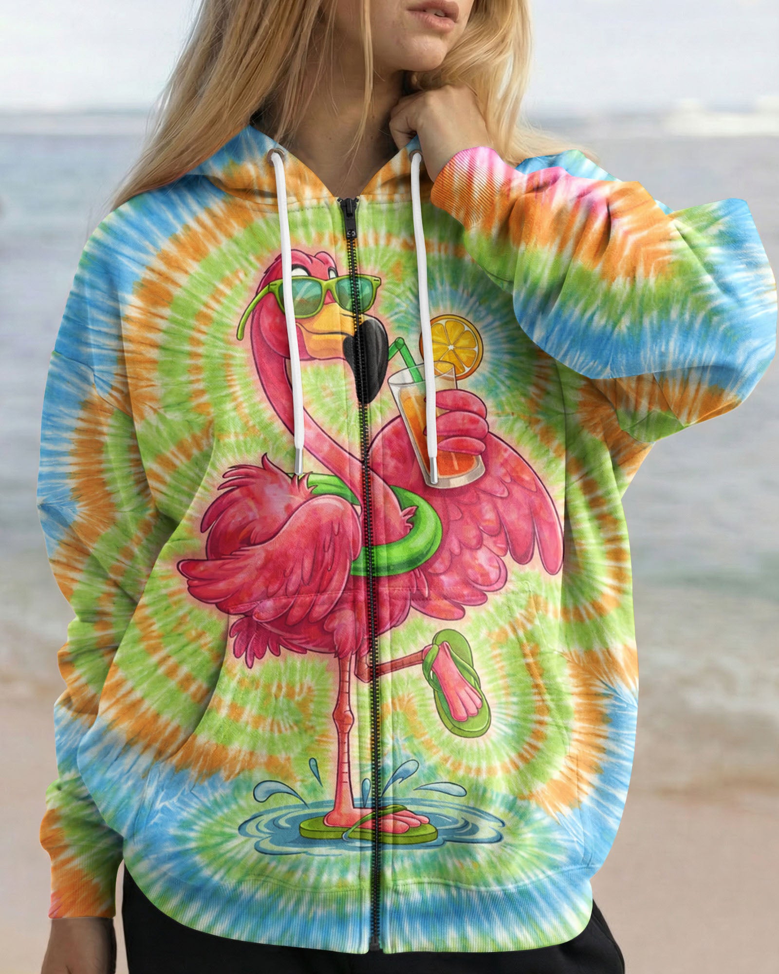 SUMMER FLAMINGO SWIRL ALL OVER PRINT  - TLTW2003261