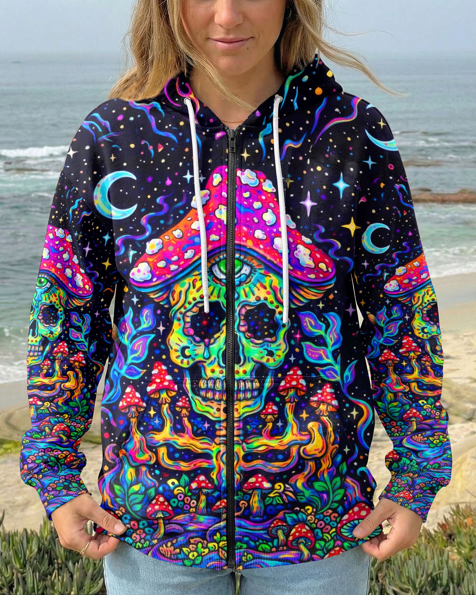 HIPPIE SKULL MUSHROOM PSYCHEDELIC ALL OVER PRINT  - TLTW2004263