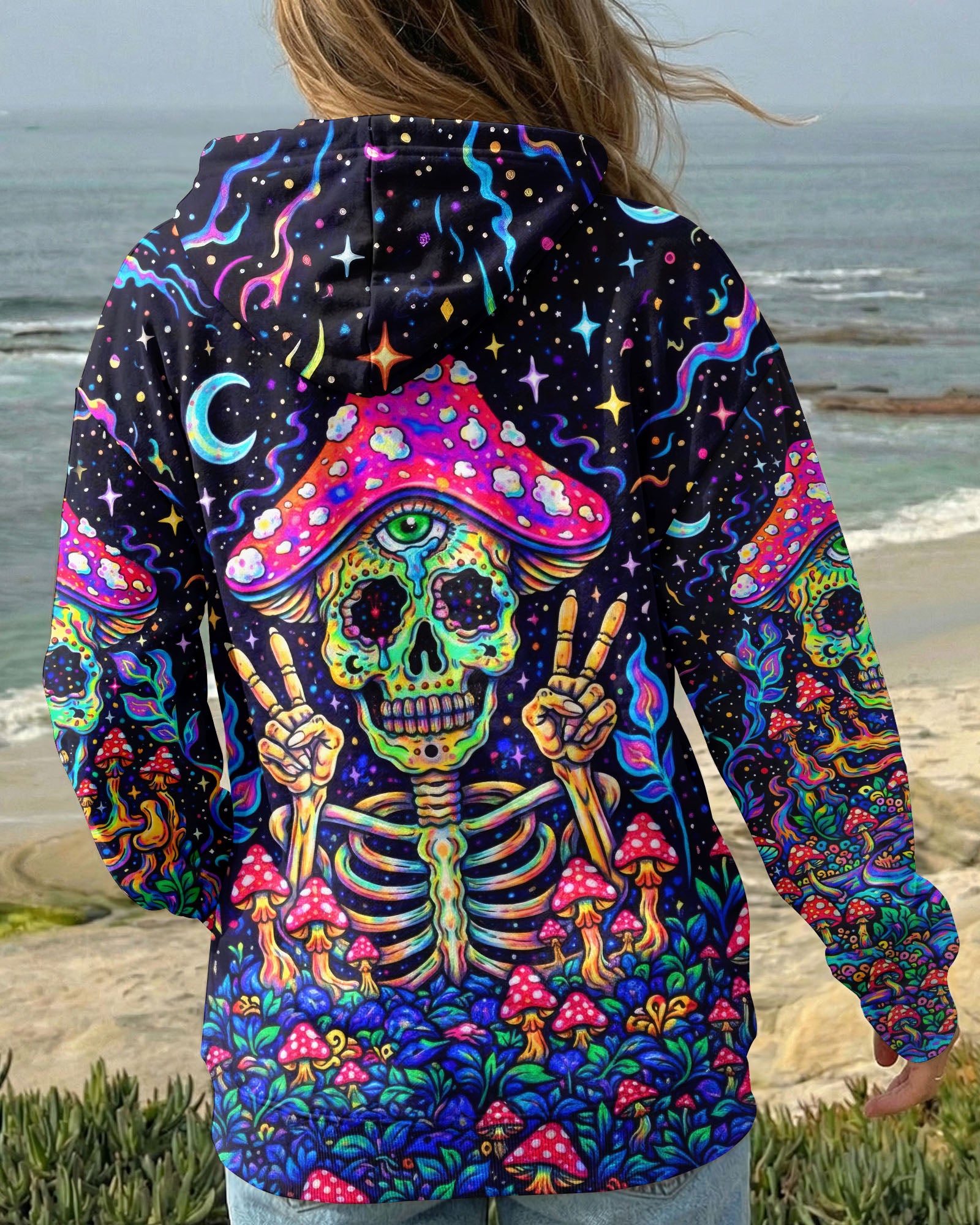 HIPPIE SKULL MUSHROOM PSYCHEDELIC ALL OVER PRINT  - TLTW2004263