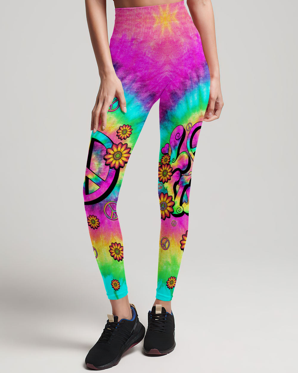 LOVE PEACE SUNFLOWER TIE DYE ALL OVER PRINT - TLTW2006235