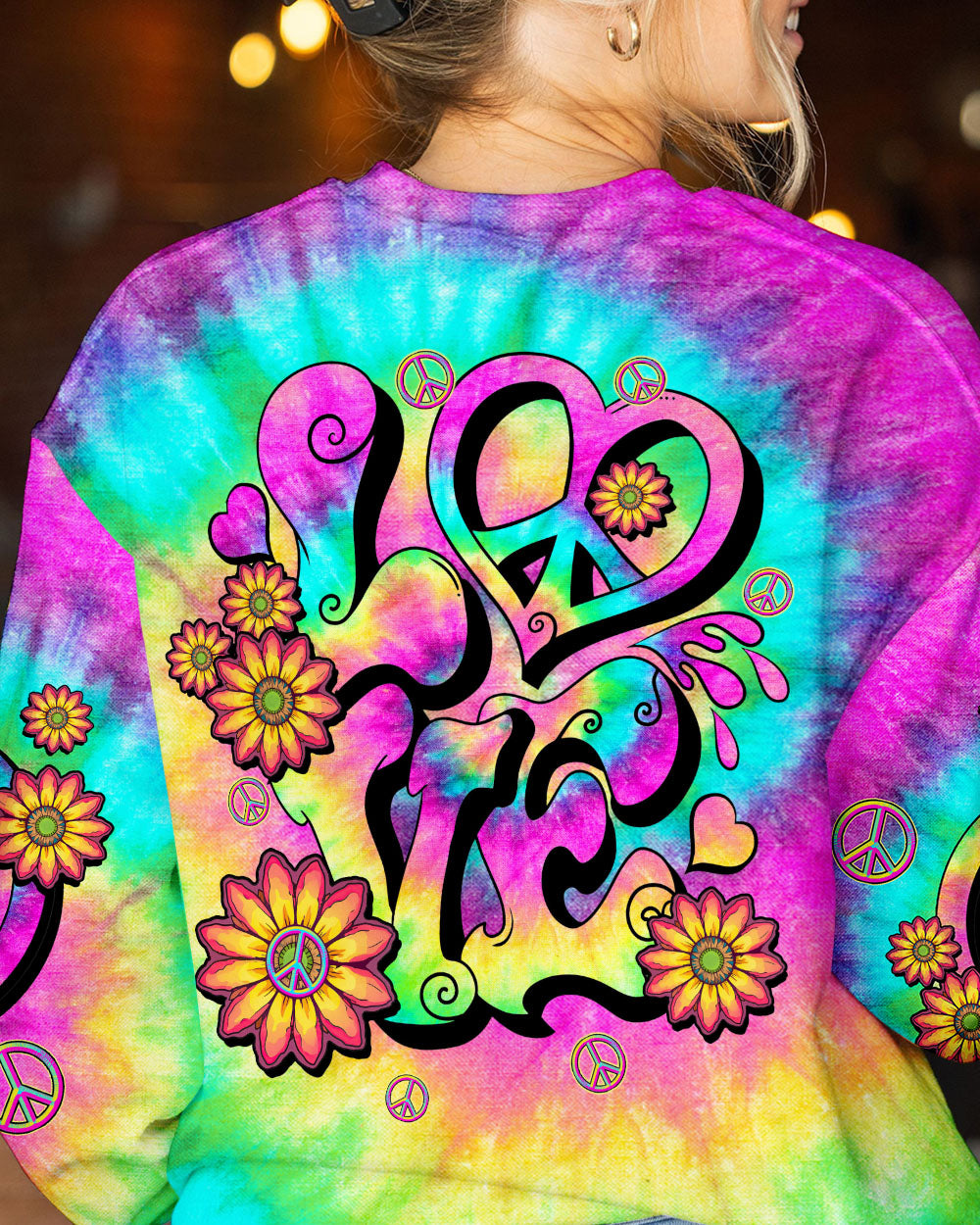 LOVE PEACE SUNFLOWER TIE DYE ALL OVER PRINT - TLTW2006235
