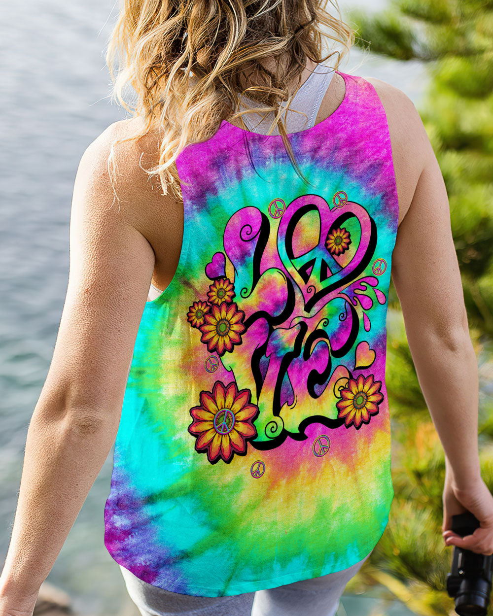 LOVE PEACE SUNFLOWER TIE DYE ALL OVER PRINT - TLTW2006235
