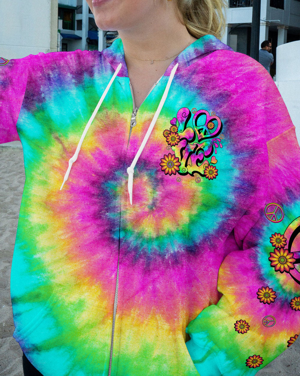LOVE PEACE SUNFLOWER TIE DYE ALL OVER PRINT - TLTW2006235