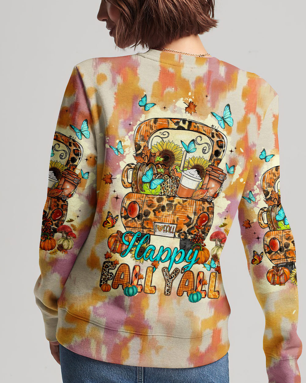 HAPPY FALL Y'ALL TIE DYE ALL OVER PRINT - TLTW2007231